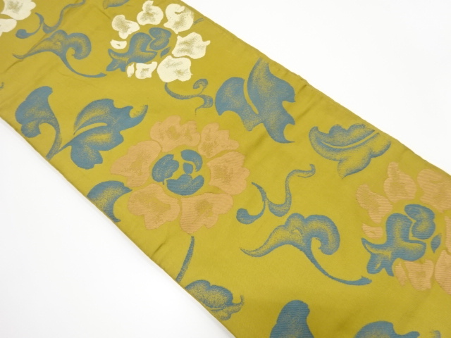 JAPANESE KIMONO / ANTIQUE FUKURO OBI / SILK / WOVEN CHINESE FLOWER